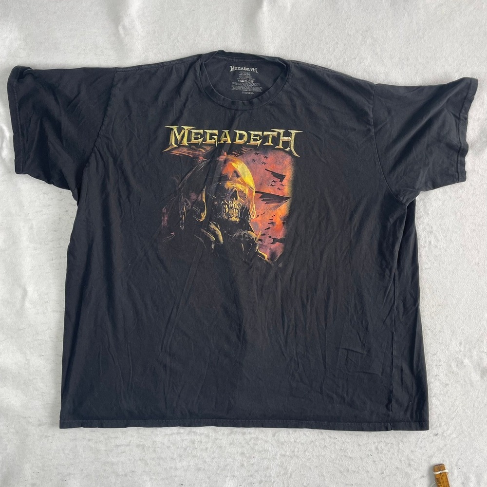Megadeth T-Shirt Mens 4XL Black Graphic Heavy Metal Band Rock Tee 2023